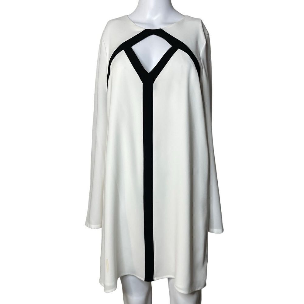 BCBGMaxAzria Long Sleeve Knee Length Dress White and Black Size XS - Picture 1 of 6